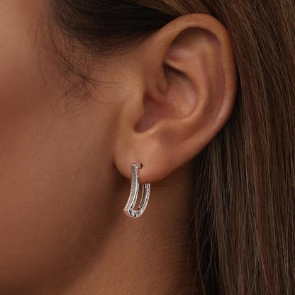 925 Sterling Silver Pave Setting CZ White Gold Plated Earrings for Women  DestGlow