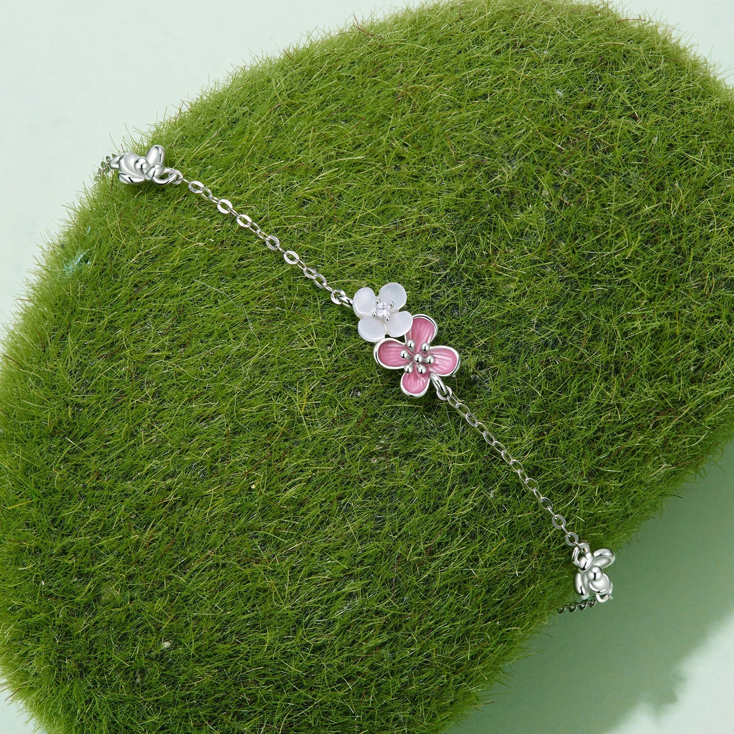 925 Sterling Silver Enamel Charm Bracelet with Pavé CZ, 15+6cm for Women  DestGlow