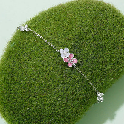 925 Sterling Silver Enamel Charm Bracelet with Pavé CZ, 15+6cm for Women  DestGlow