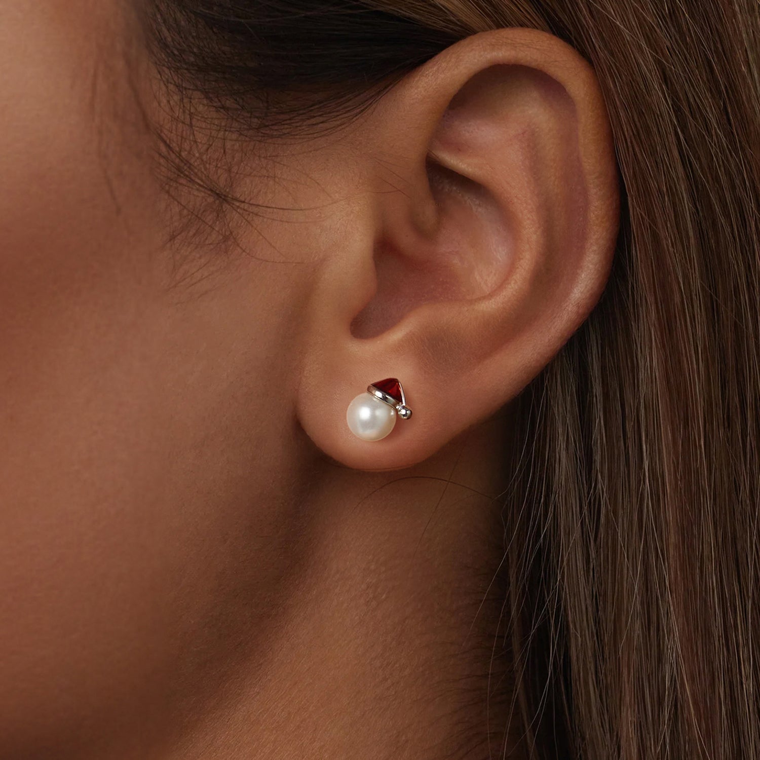 925 Sterling Silver White Gold Plated Enamel Earrings with Shell Pearl for Women  DestGlow