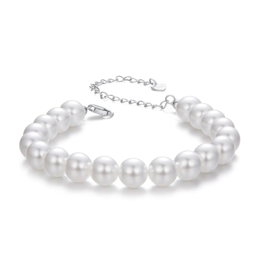 925 Sterling Silver Adjustable White Gold Plated Bracelet with Synthetic Pearl for Women  DestGlow