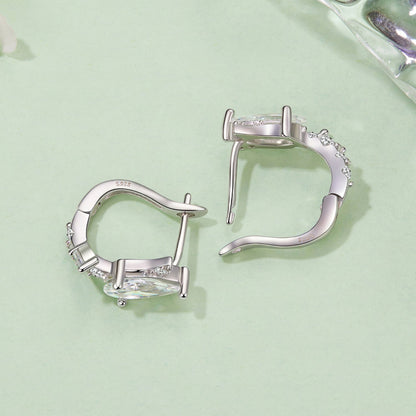 925 Sterling Silver Earrings with White Gold Plating and CZ  DestGlow