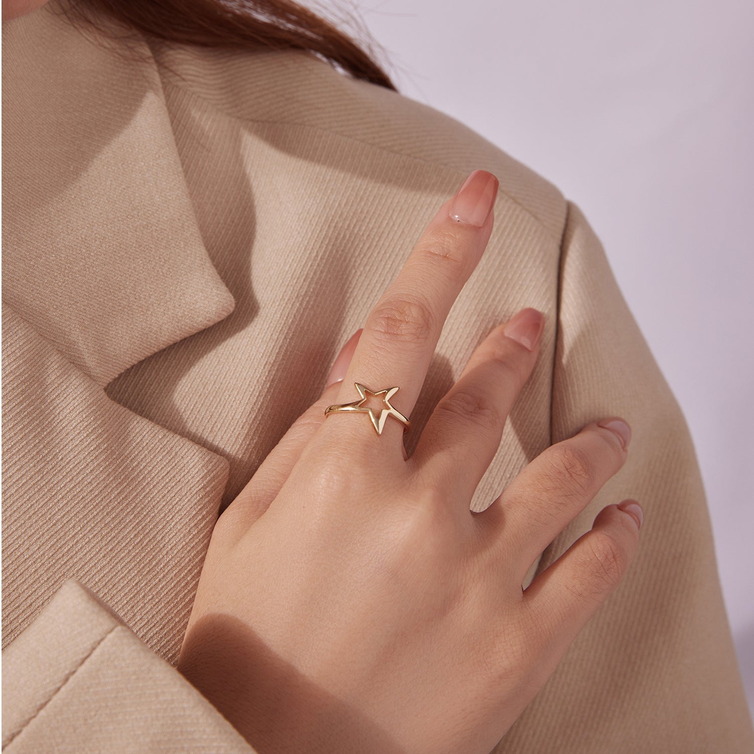 925 Sterling Silver Plated Gold 1.40cm Star Ring  DestGlow