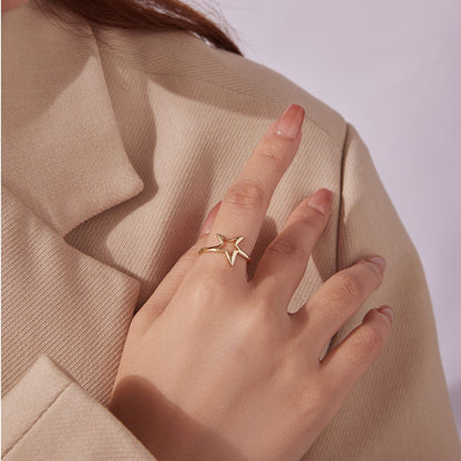 925 Sterling Silver Plated Gold 1.40cm Star Ring  DestGlow