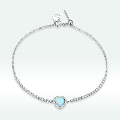 925 Sterling Silver Adjustable Bracelet with Translucent Opal and CZ for Women  DestGlow