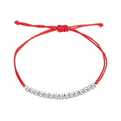 925 Sterling Silver Adjustable White Gold Plated Bracelet with CZ  DestGlow