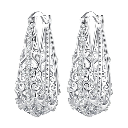 925 Sterling Silver Earrings with Pavé Set CZ, 2.5cm x 0.8cm, for Women  DestGlow