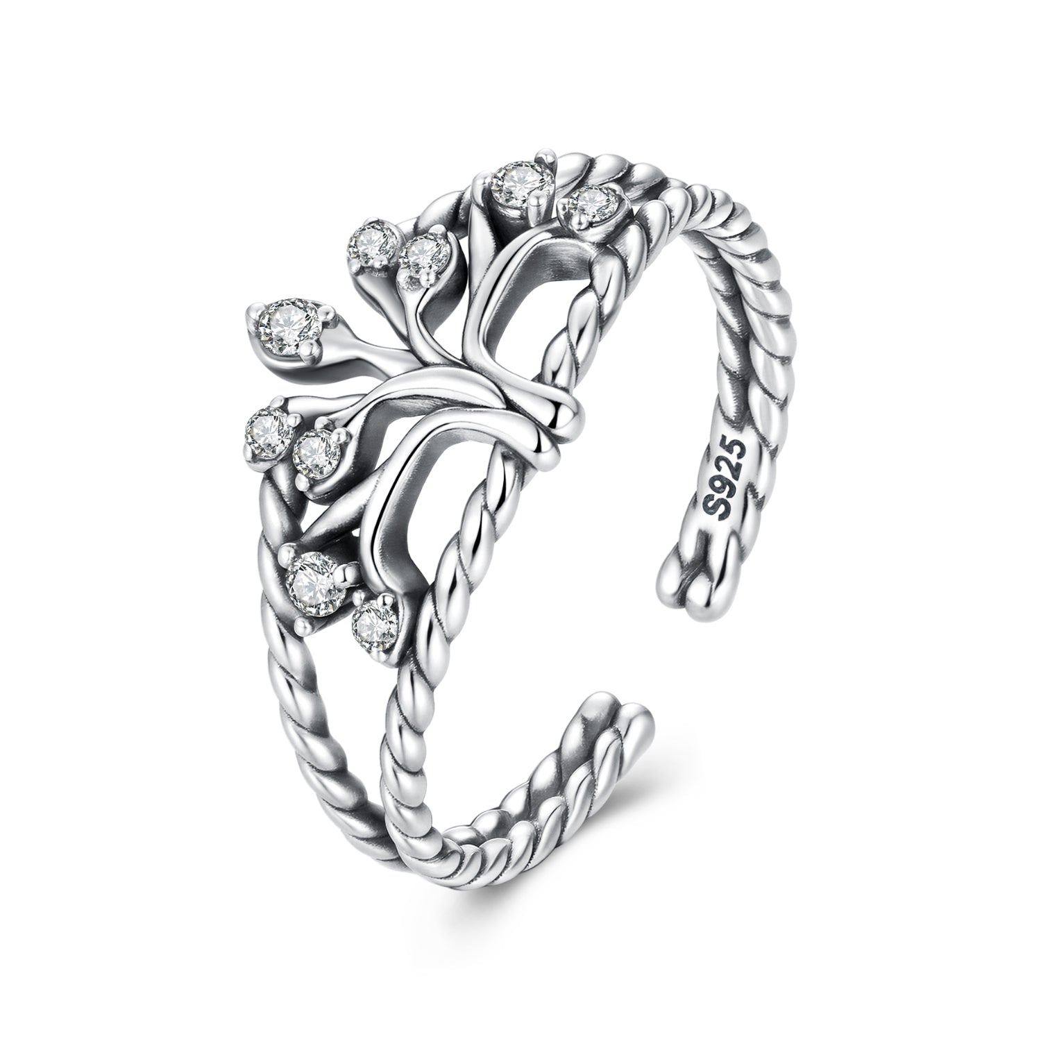 925 Sterling Silver Oxidized Pavé CZ Ring for Women  DestGlow