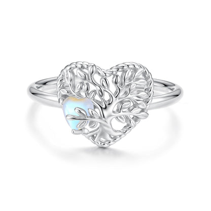 925 Sterling Silver Heart-Shaped Moonstone Ring for Women  DestGlow