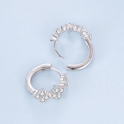 925 Sterling Silver Earrings with Pavé Setting CZ - 1.2*0.65cm, White Gold Plated for Women  DestGlow