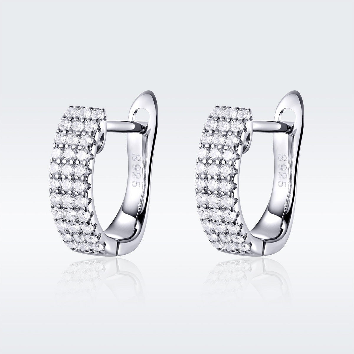 925 Sterling Silver Earrings with Pavé Setting CZ 1.3*0.4cm  DestGlow