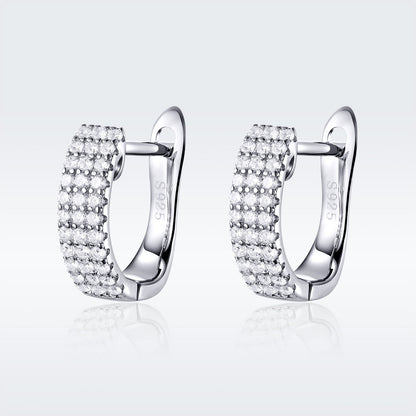 925 Sterling Silver Earrings with Pavé Setting CZ 1.3*0.4cm  DestGlow