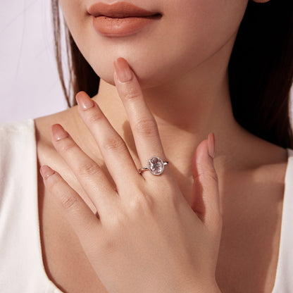 925 Sterling Silver Pavé Setting CZ White Gold Plated Ring with Transparent Glass for Women  DestGlow