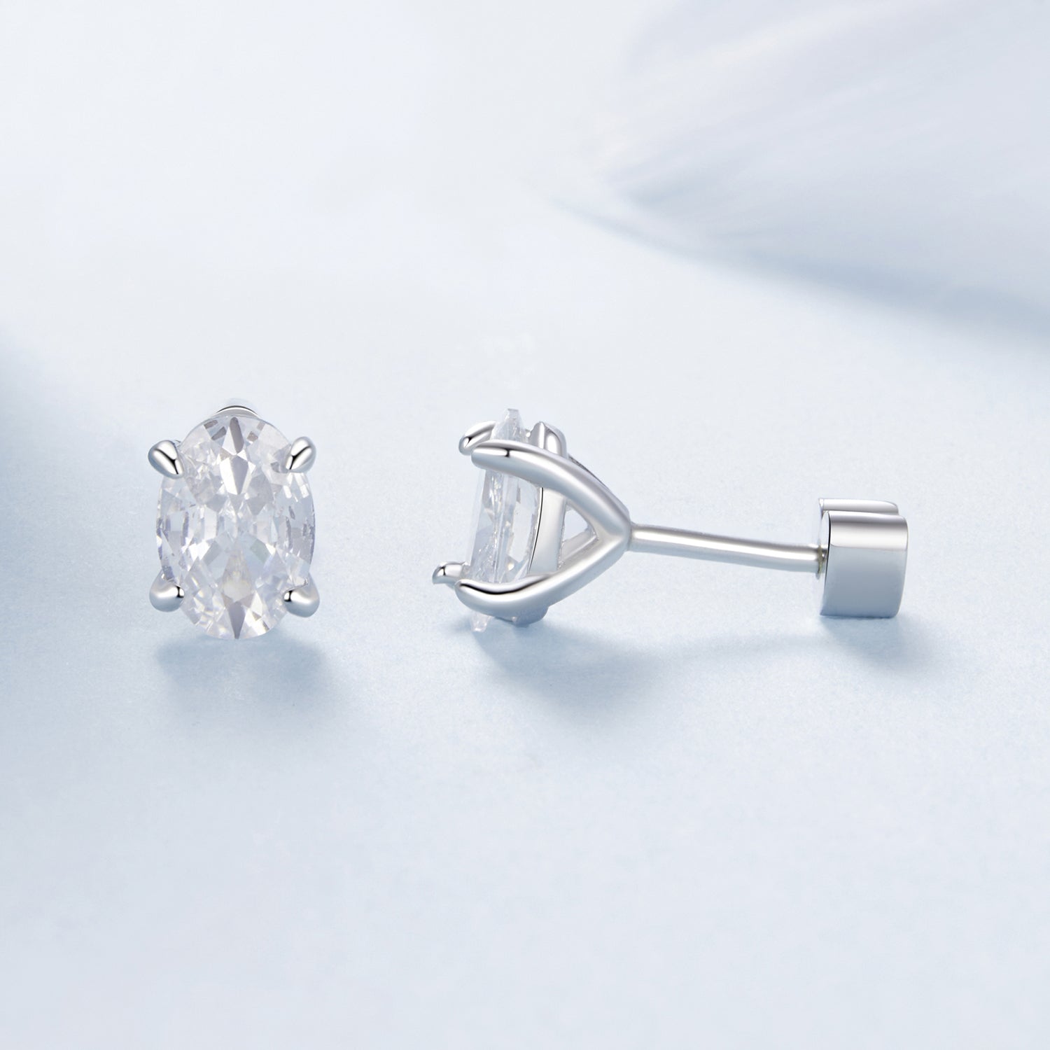 925 Sterling Silver Earrings with Pavé Setting CZ, 0.7*0.5cm, for Women  DestGlow