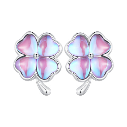 925 Sterling Silver Transparent Glass Earrings for Women