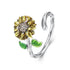 925 Sterling Silver Enamel Pavé Setting CZ Oxidized Silver Ring  DestGlow