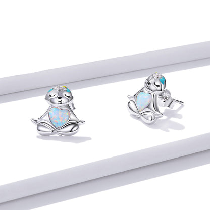 925 Sterling Silver Earrings with Translucent Opal  DestGlow