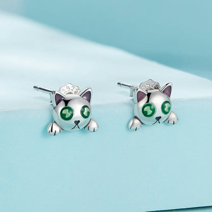 925 Sterling Silver Earrings with Enamel in Oxidized Finish  DestGlow