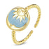 925 Sterling Silver Enamel Gold Plated Ring, 1.1cm Round Size for Women  DestGlow