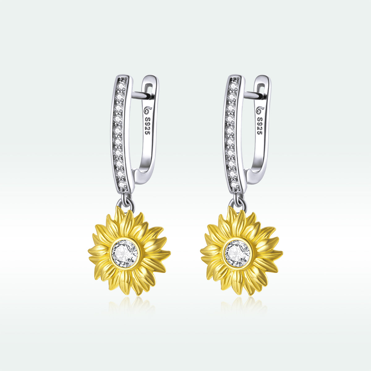 S925 Sterling Silver Plated Gold Pavé Setting CZ Earrings  DestGlow