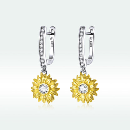 S925 Sterling Silver Plated Gold Pavé Setting CZ Earrings  DestGlow