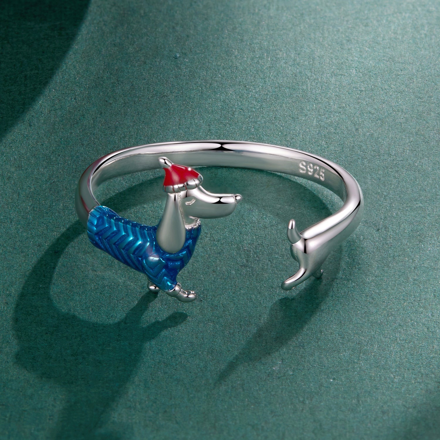 925 Sterling Silver Enamel Ring for Dogs, 0.2cm Width, White Gold Plated  DestGlow