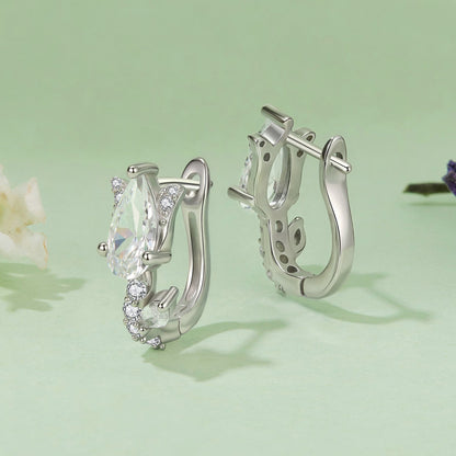 925 Sterling Silver Earrings with White Gold Plating and CZ  DestGlow