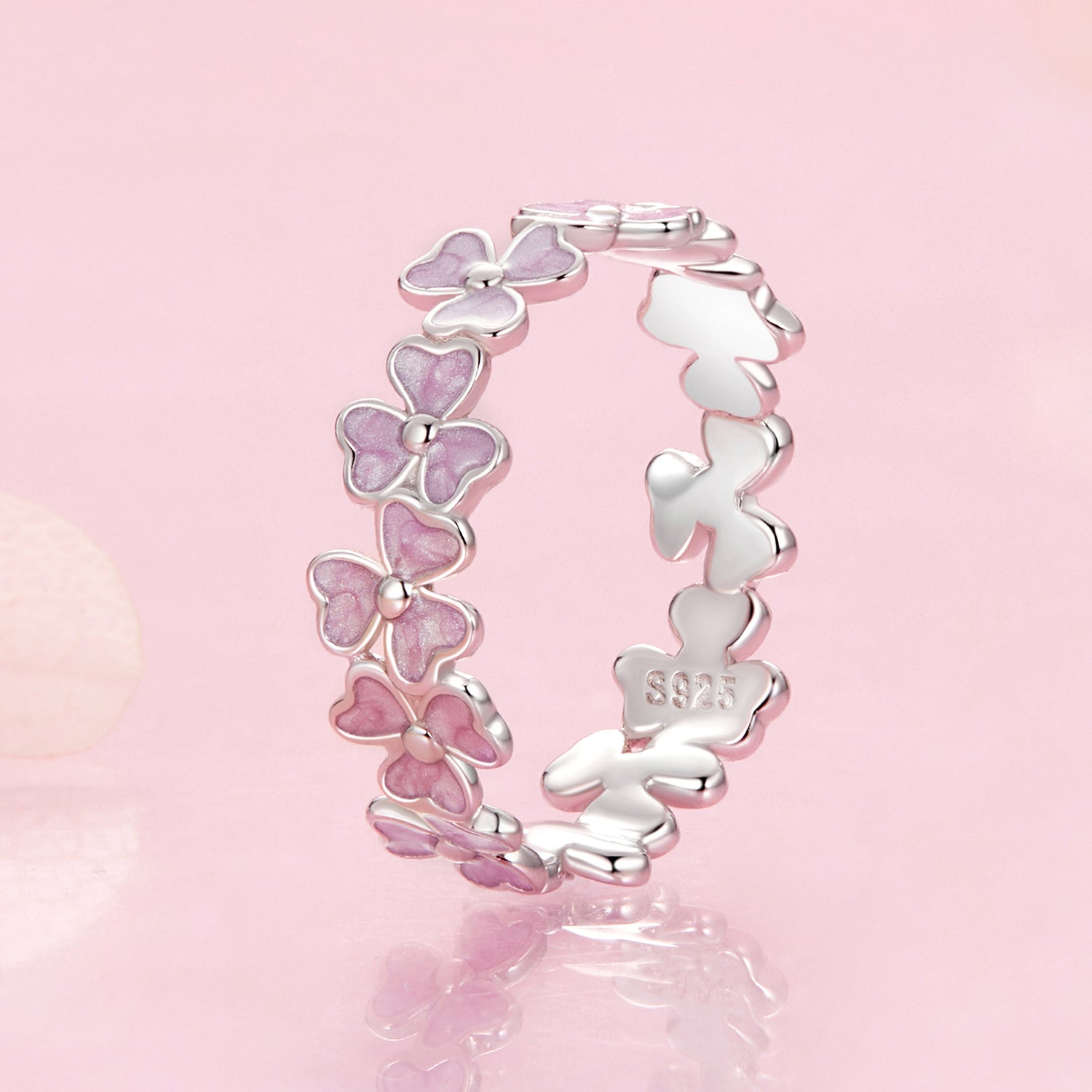 925 Sterling Silver Enamel Platinum Plated Ring Size 6 for Women by Bids.com