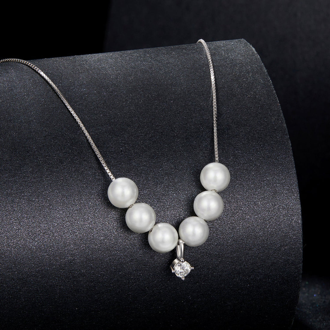925 Sterling Silver Moissanite &amp; Quality Shell Pearl Adjustable Necklace for Women  DestGlow