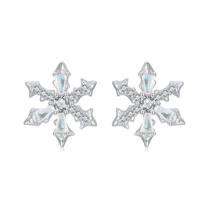 925 Sterling Silver Earrings with Plated White Gold and CZ