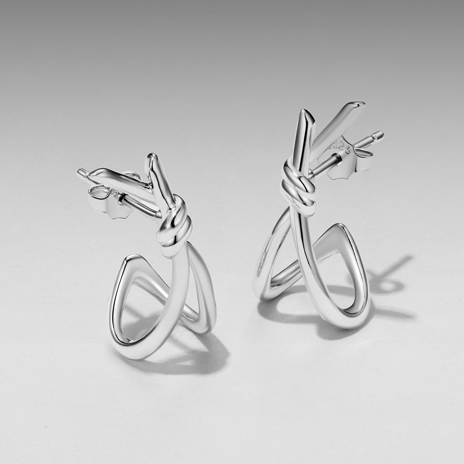 925 Sterling Silver Earrings for Women - Size 2.0*0.8 cm - Plated White Gold  DestGlow