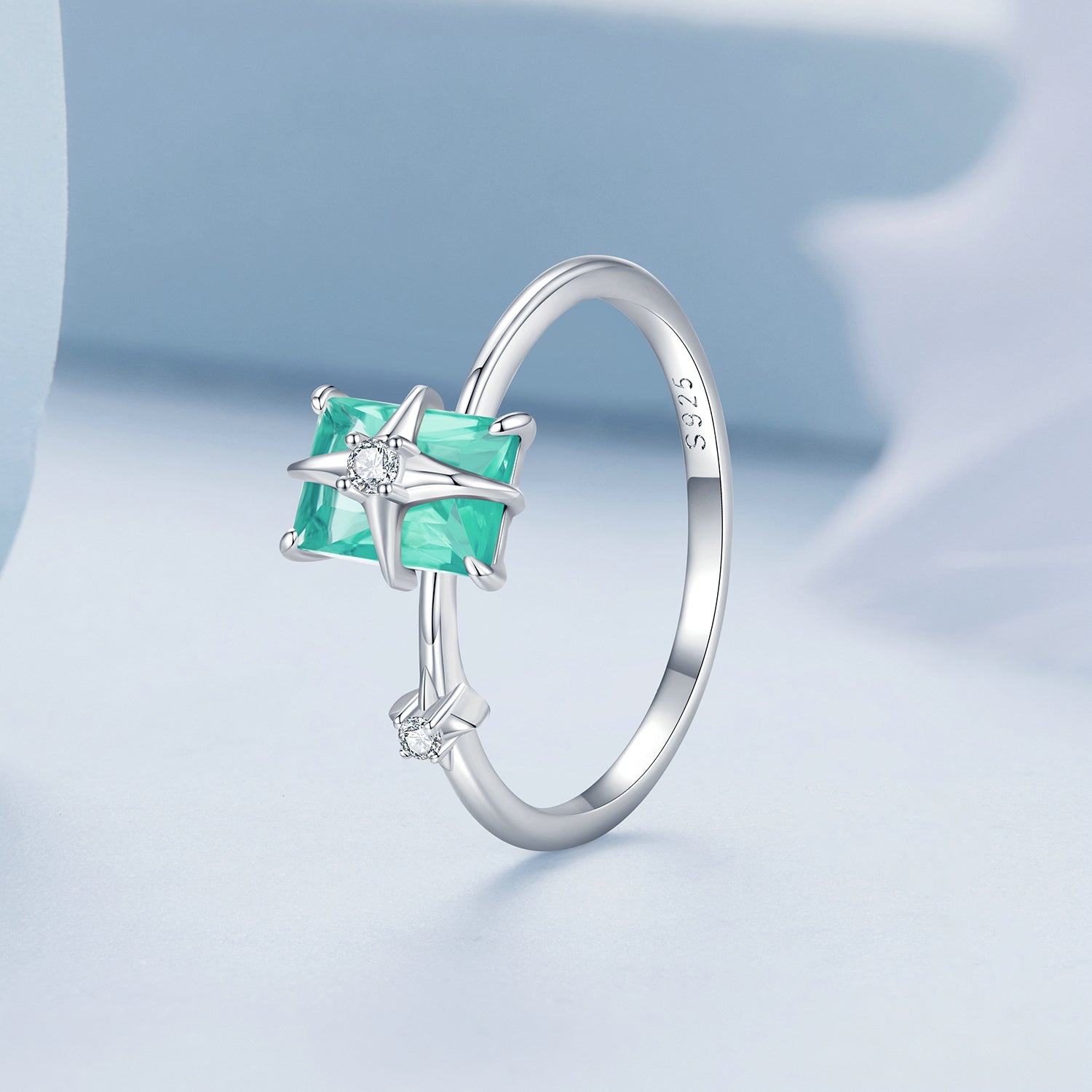 925 Sterling Silver 1.40mm Width CZ &amp; Glass Ring Size 6 for Women by Bids.com