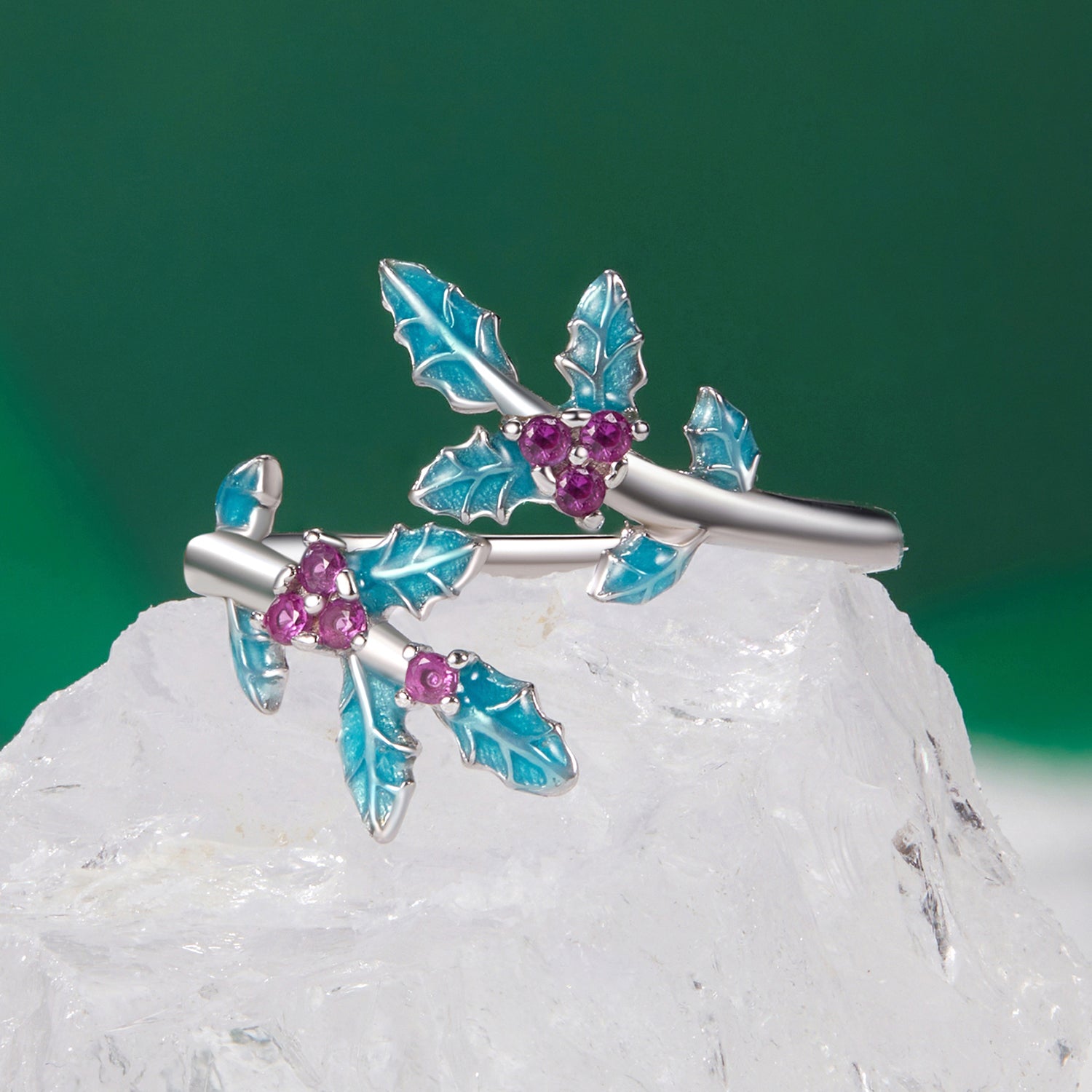 925 Sterling Silver Enamel White Gold Plated Ring with CZ for Women  DestGlow