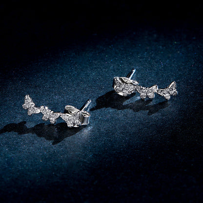925 Sterling Silver Earrings - 1.4x0.5 cm - Platinum Plated for Women  DestGlow