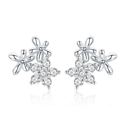 925 Sterling Silver Earrings with CZ in Pavé Setting, 0.6*0.7cm for Women  DestGlow