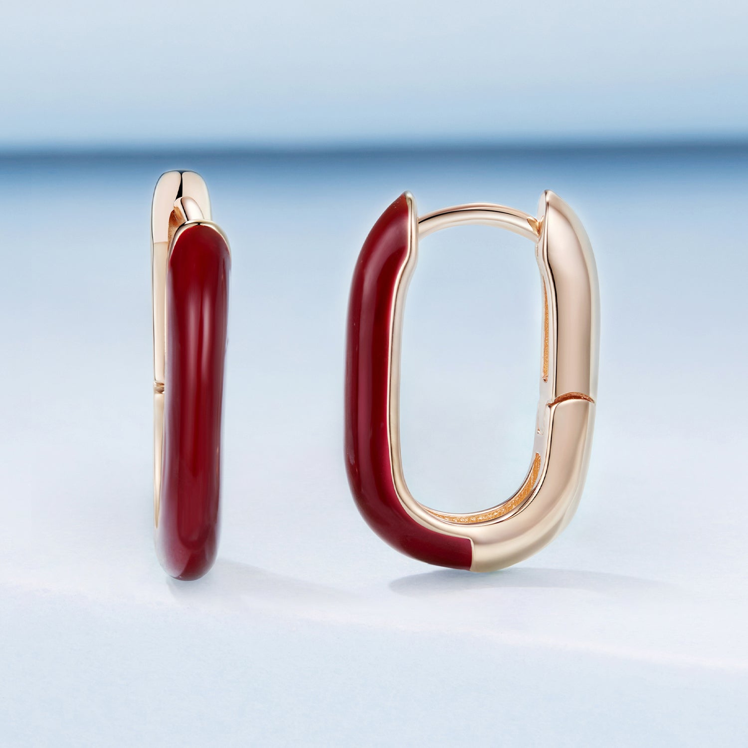 925 Sterling Silver Plated Rose Gold Enamel Earrings for Women  DestGlow