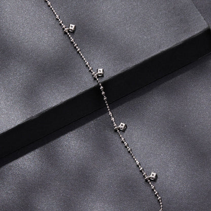 925 Sterling Silver &amp; Moissanite Bracelet for Women - 15+6cm, Plated White Gold