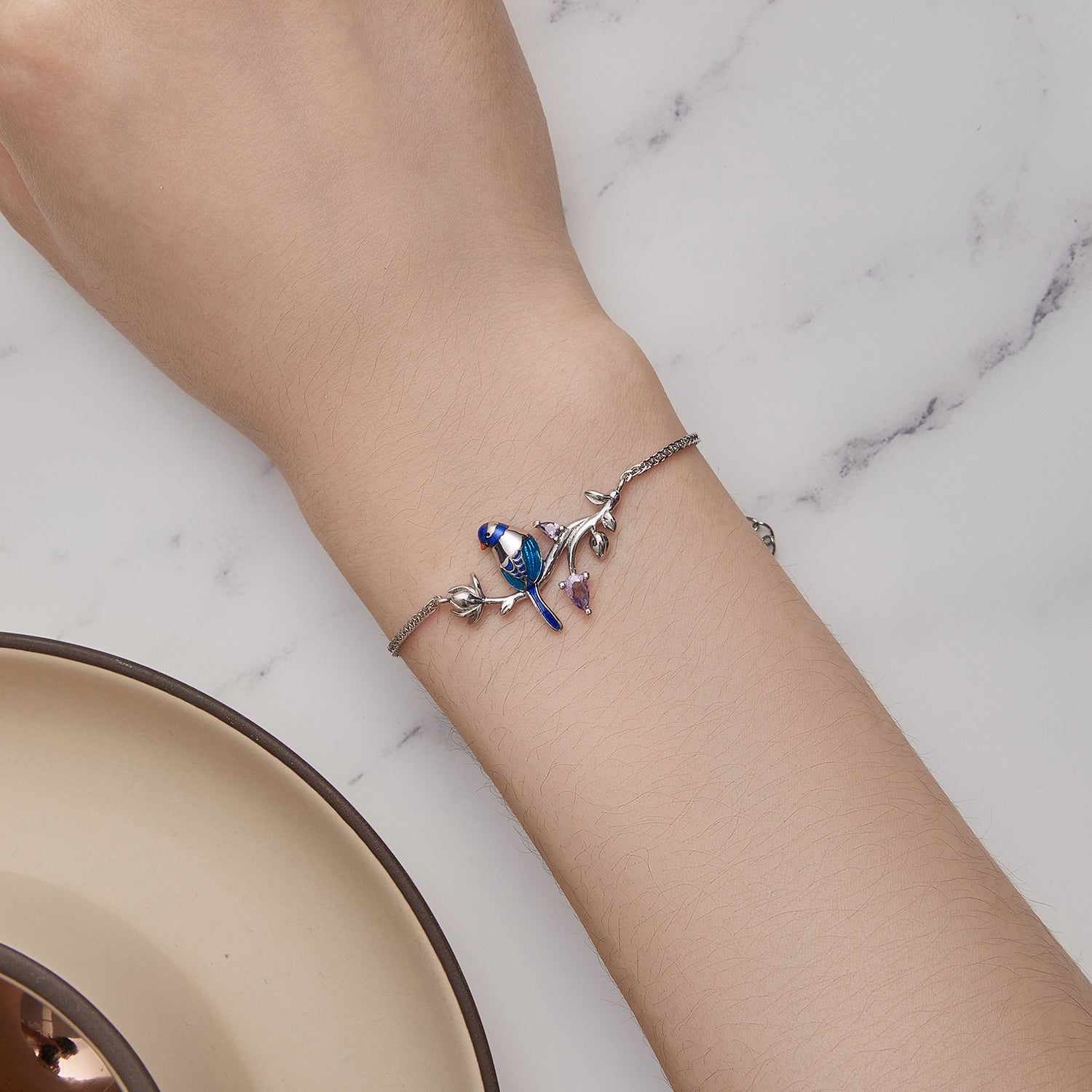 925 Sterling Silver Enamel Bracelet with Pavé Setting CZ  DestGlow