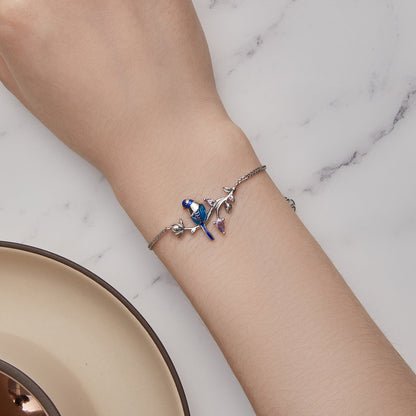 925 Sterling Silver Enamel Bracelet with Pavé Setting CZ  DestGlow