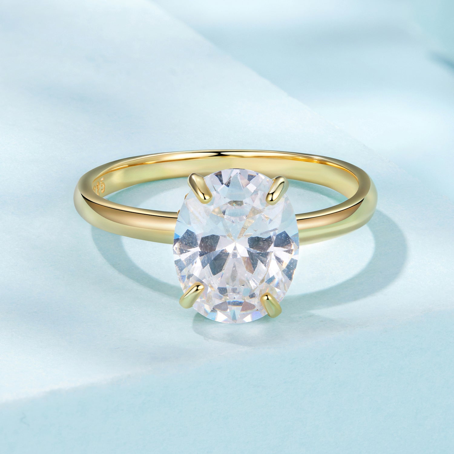 925 Sterling Silver 3.5 Carat Oval Zircon Ring with White Gold Plating for Women  DestGlow