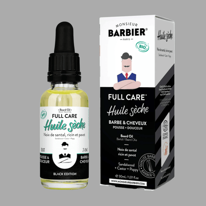 Organic Beard Oil for Men – Full Care Black Edition, Dry Non-Greasy Blend, 30mL - DestGlow