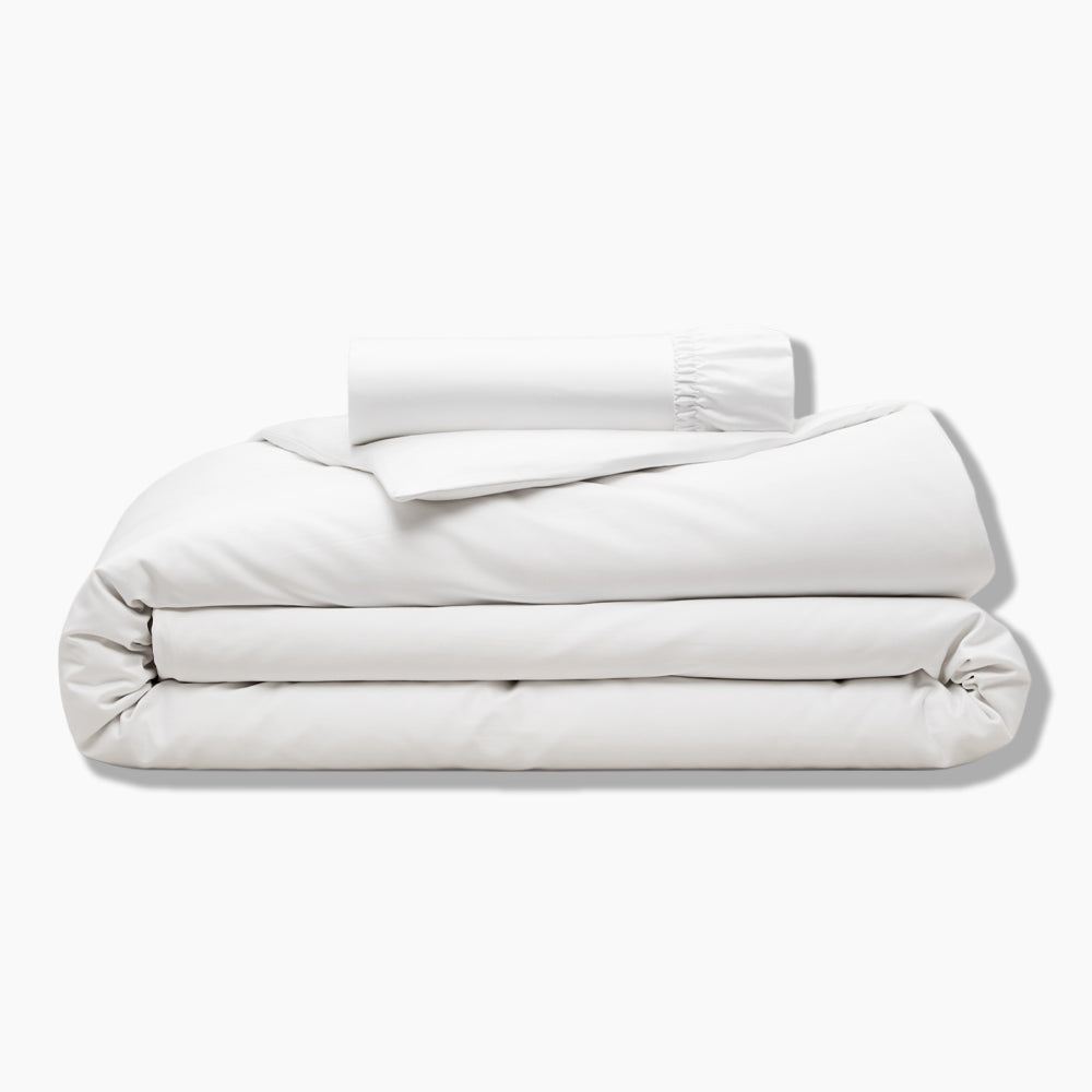Organic Cotton White Duvet Cover &amp; Fitted Sheet Set