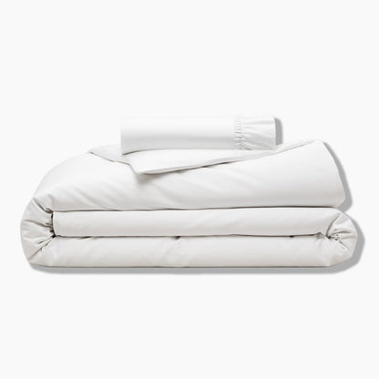 Organic Cotton White Duvet Cover &amp; Fitted Sheet Set