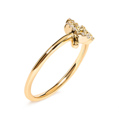 10K Yellow Gold 1/10 Cttw Diamond Leaf and Branch Ring (H-I Color, I1-I2 Clarity) - Ring Size 7 by Bids.com