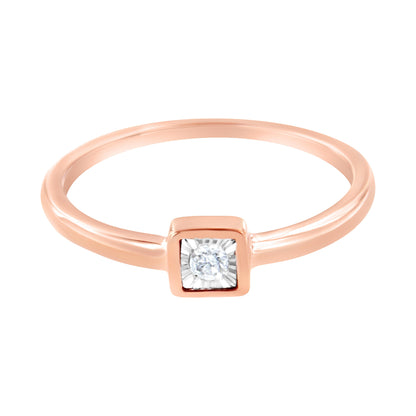 14K Rose Gold Plated .925 Sterling Silver 1/20 cttw Miracle Set Diamond Promise Ring (J-K Color, I1-I2 Clarity) - Size 6 by Bids.com