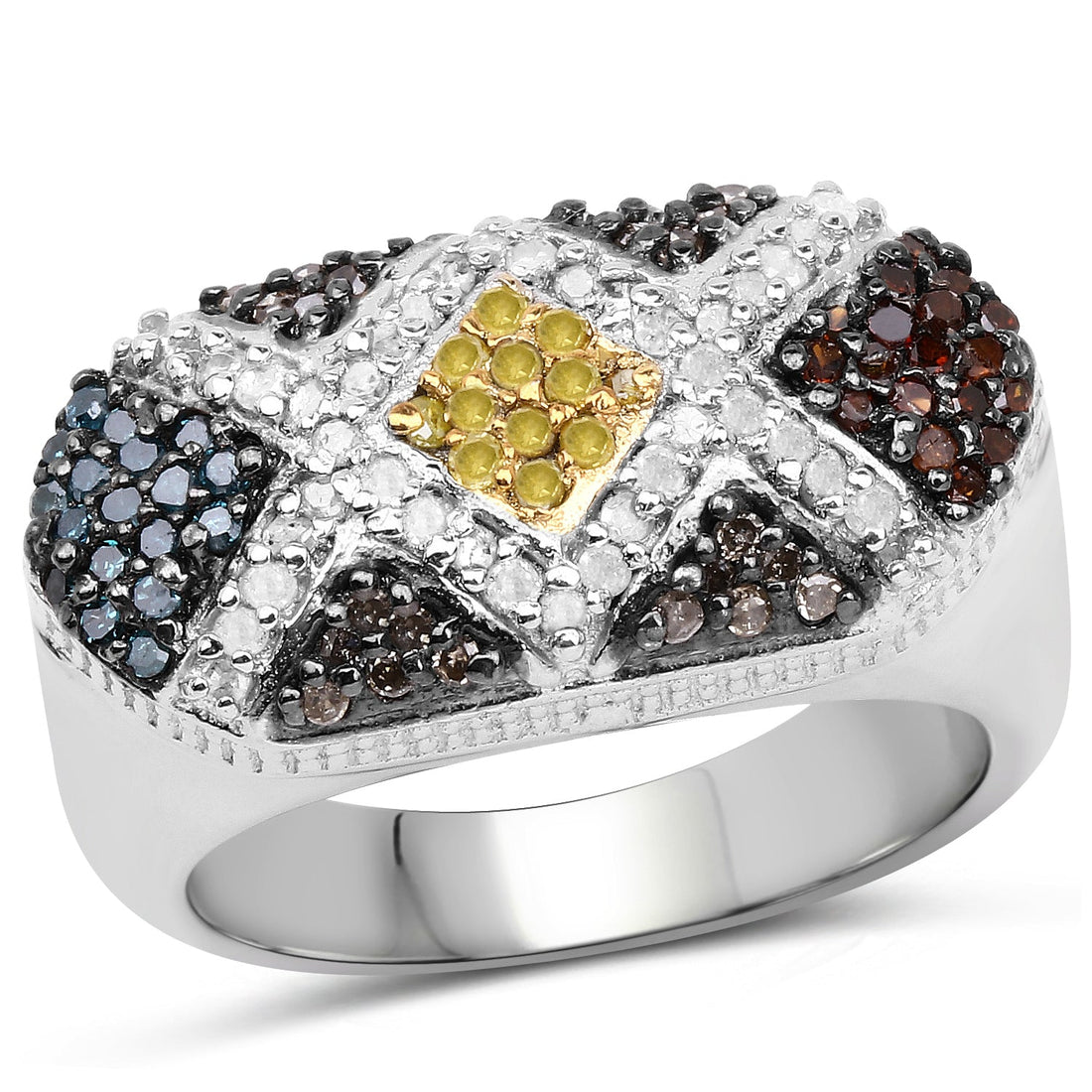 0.61 Carat Genuine Multi Diamond .925 Sterling Silver Ring by Bids.com