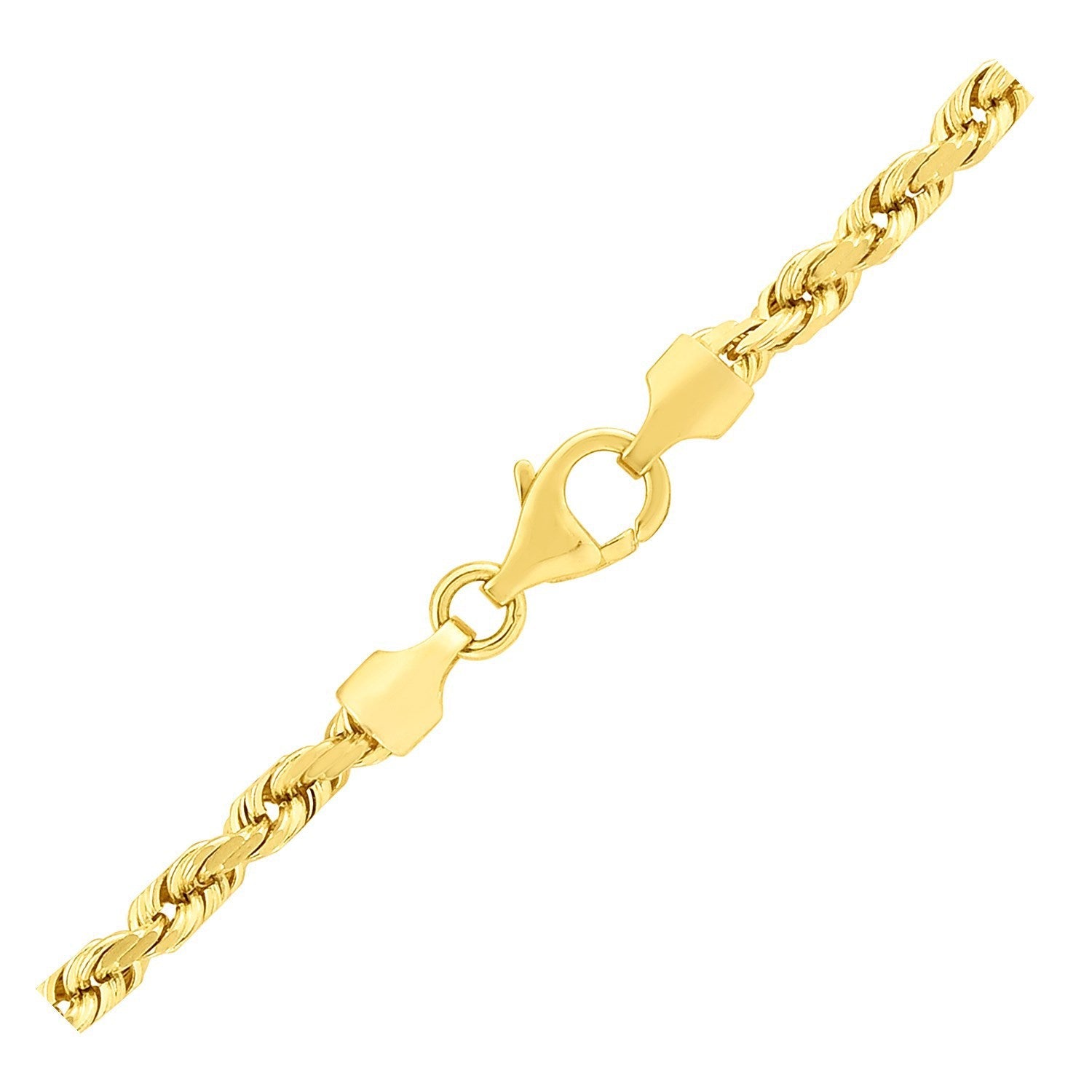 3.5mm 14k Yellow Gold Solid Diamond Cut Rope Chain by Bids.com