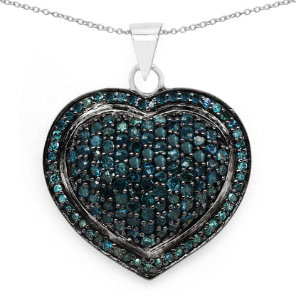 1.25 Carat Genuine Blue Diamond .925 Sterling Silver Pendant by Bids.com