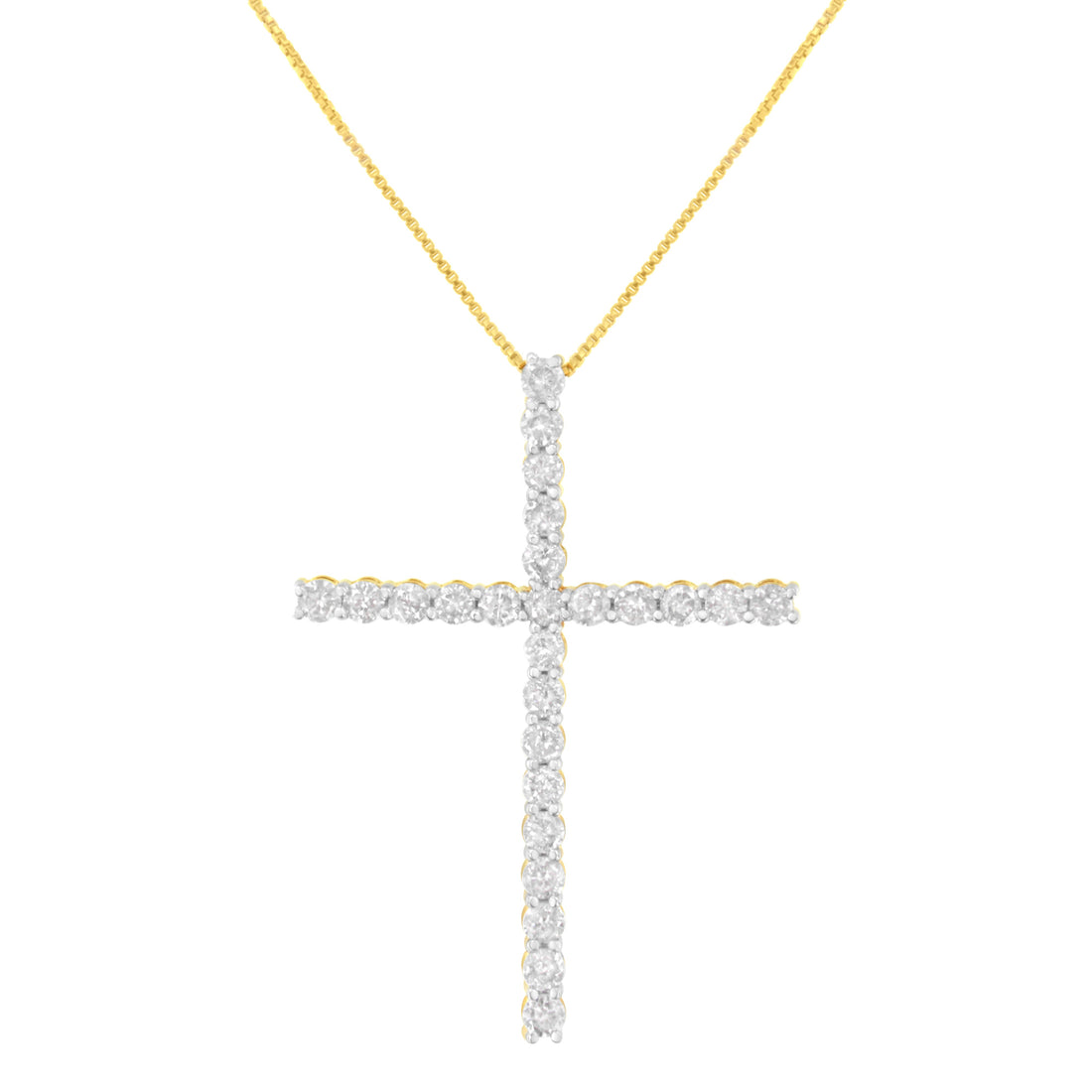 .925 Sterling Silver 3.0 Cttw Round Shape Diamond 1-1/2" Cross Pendant with Box Chain Necklace (I-J Color, I2-I3 Clarity) - 18" by Bids.com