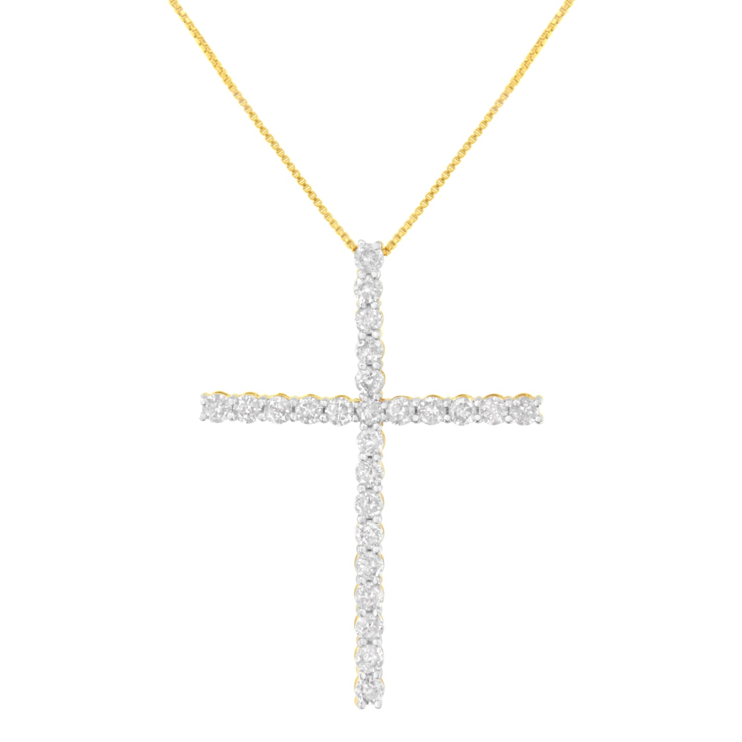 .925 Sterling Silver 3.0 Cttw Round Shape Diamond 1-1/2" Cross Pendant with Box Chain Necklace (I-J Color, I2-I3 Clarity) - 18" by Bids.com